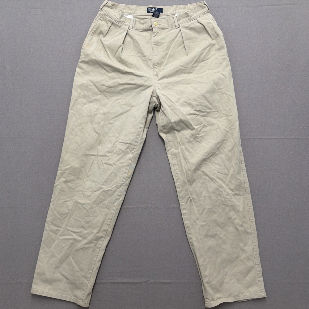 Vintage Polo Ralph Lauren Chino Pants Beige Made In Mexico 34/30